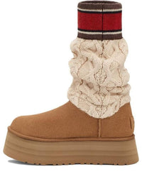 (WMNS)UGG Classic Sweater Letter Boot 'Chestnut' 1144045-CHE