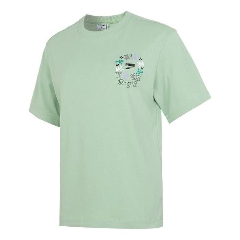 (WMNS) PUMA Youth Logo T-Shirt 'Green' 626119-89