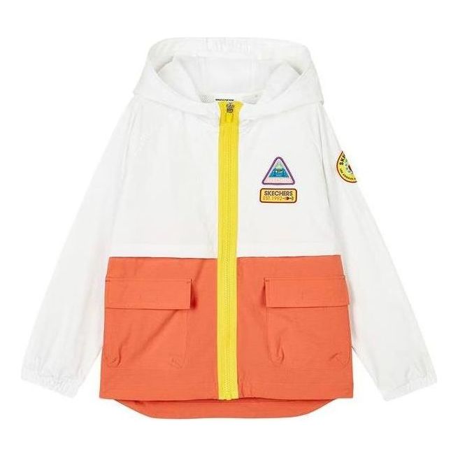 (GS) Skechers Fishing Club Series Letter Print Hooded Jacket 'White Orange' L221G076