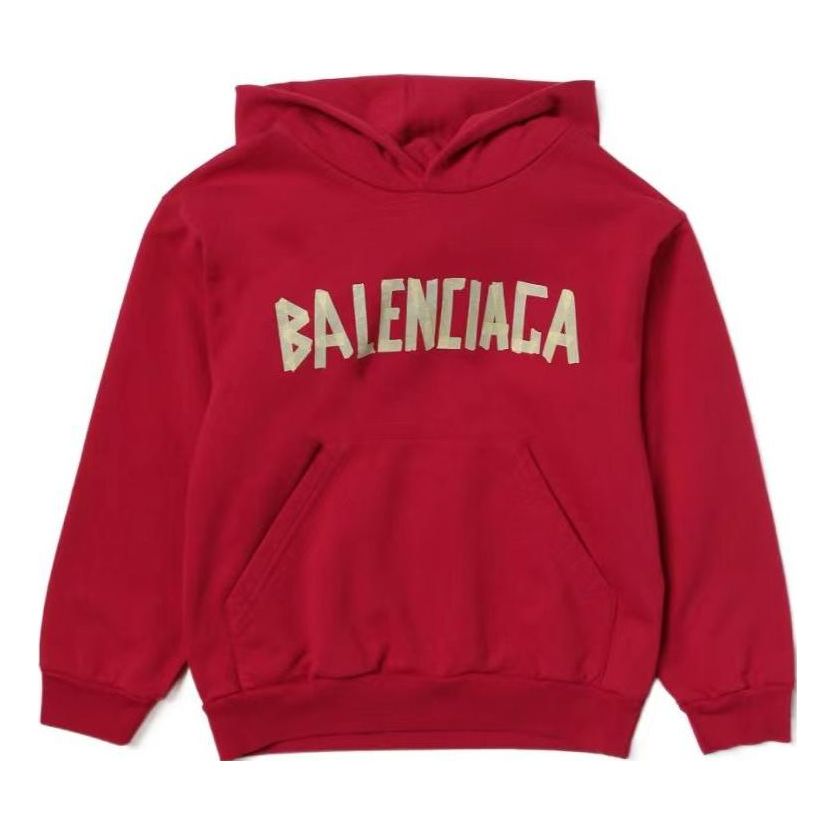(GS) Balenciaga Tape Type Cotton Hoodie 'Red' 682019TOVB36400