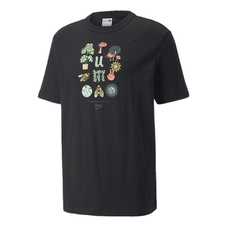 PUMA Downtown Graphic Tee Funny Printing Round Neck Short Sleeve Black 535400-01