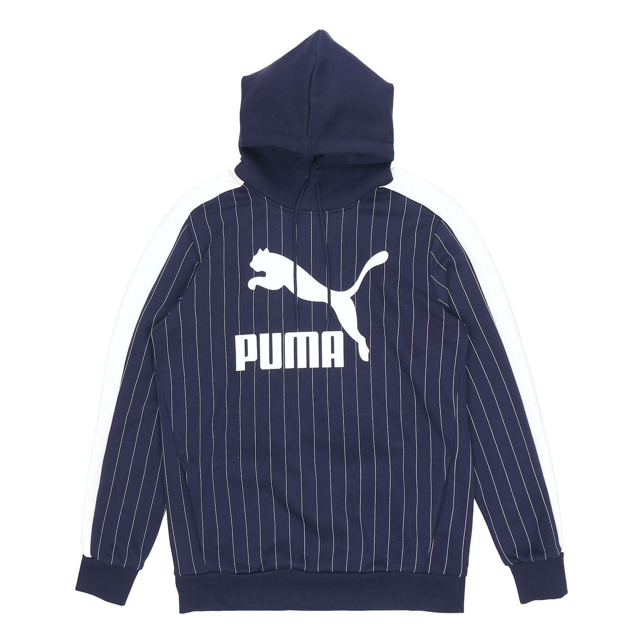 PUMA Pinstripe Hooded Pullover Fleece Men Blue 530179-06