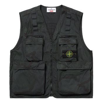 Supreme x Stone Island Water Resistant Brushed Cotton Canvas Vest 'Black' SUP-SS19-401
