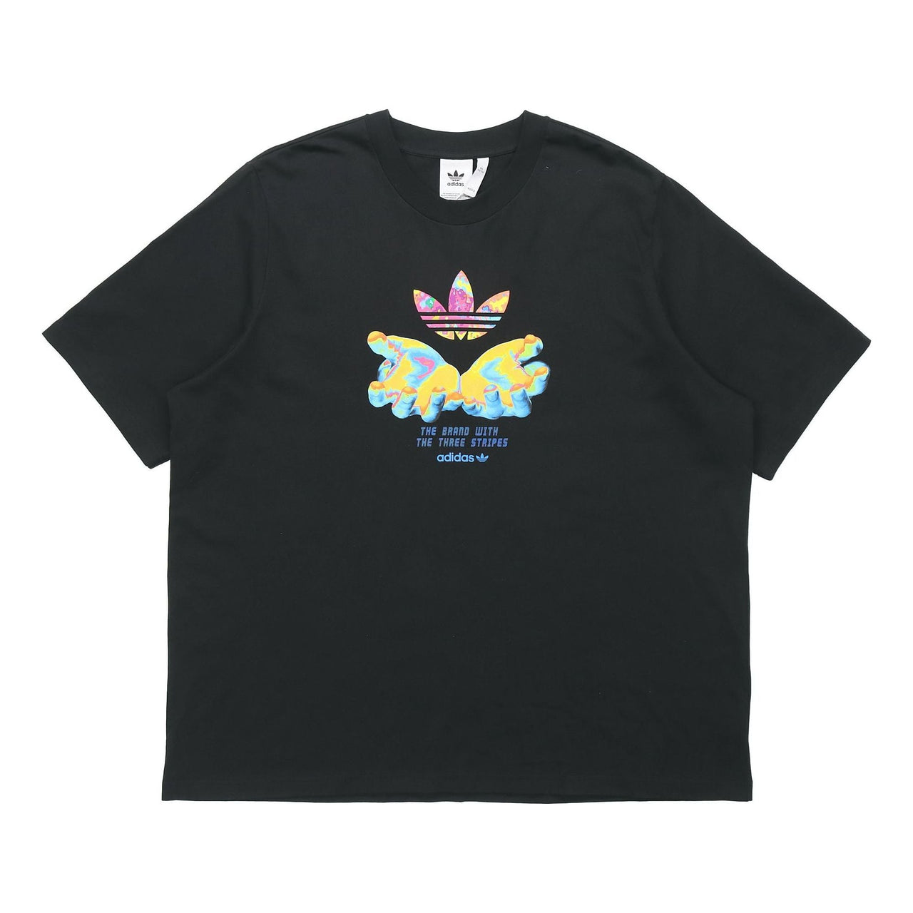 adidas originals Graphic Tee Retro Pattern Printing Sports Short Sleeve Black GK7182