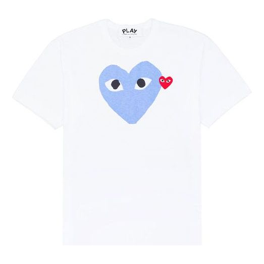COMME des GARCONS PLAY Red Emblem Heart T-Shirt 'White/Blue' AZ-T106-051-2