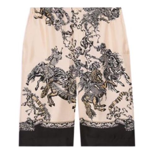 Gucci Silk Shorts With Roi Soleil Print 'Ivory Black' 672698-ZAKU1-9285