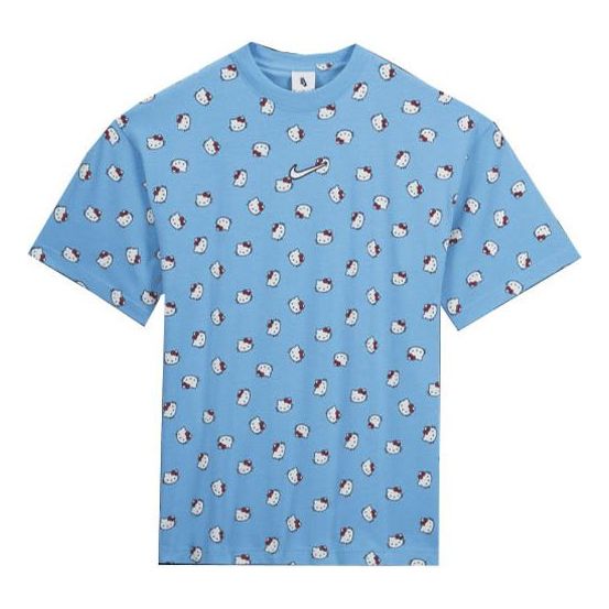 Nike x Hello Kitty Crossover Version Funny Cartoon Pattern Round Neck Short Sleeve US Edition Unisex Blue DR5519-412
