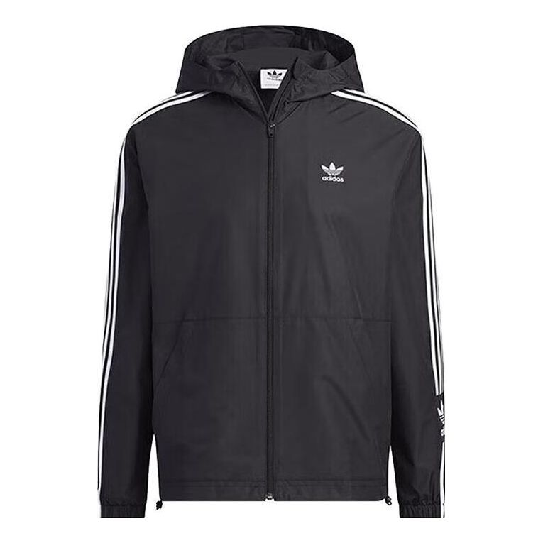 adidas Adicolor 3-stripes Windbreaker Full Zip Jacket 'Black' IK8673