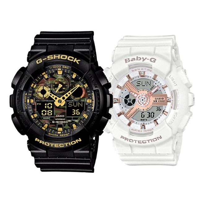 CASIO Baby-G 'Black & White' GA-100CF-1A9&BA-110RG-7A