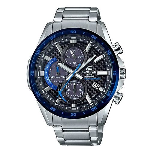 CASIO EDIFICE Quartz Men'ses Black/Blue/ Mens Silver Analog EQS-900DB-2A
