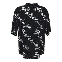 Balenciaga Scribble Logo Short Sleeve Minimal Shirt 'Black White' 681813TML131070