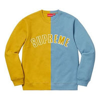 سويت شيرت Supreme FW18 بفتحة رقبة دائرية بلون الخردل "الأصفر والأزرق" SUP-FW18-131