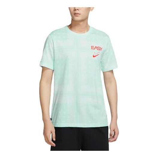 Men's Nike Alphabet Logo Cashew Printing Round Neck Short Sleeve Green T-Shirt DR7659-100