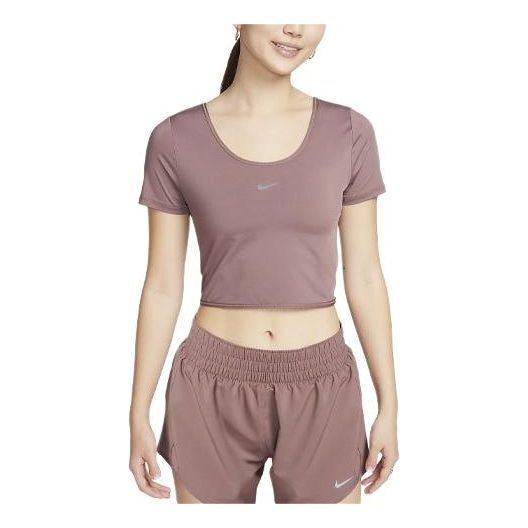 (WMNS) Nike One Classic Dri-FIT Short Sleeve Cropped Twist T-shirt Asia Sizing 'Smokey Mauve' FN2852-208