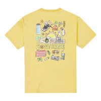 Men's Converse Back Graffiti Cartoon Printing Loose Casual Round Neck Short Sleeve Gold T-Shirt 10022038-A05