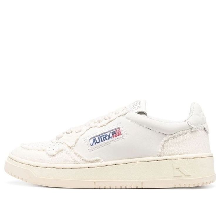 (WMNS) AUTRY Medalist Low Soft Goatskin and Frayed Canvas 'White and Ivory White' AULW-CB01