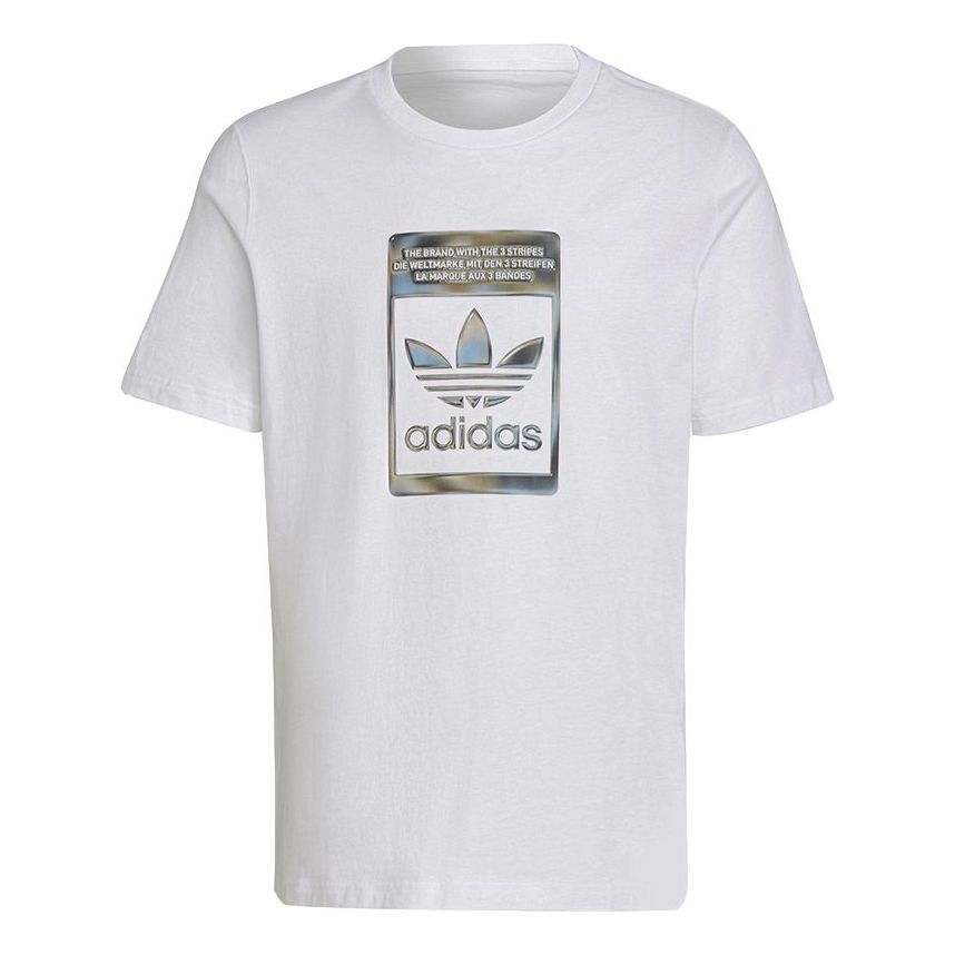 adidas originals Camo Infill Tee Retro Logo Sports Round Neck Short Sleeve White H13500