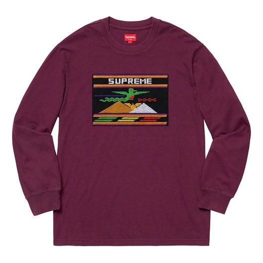 Supreme SS19 Needlepoint Patch LS Top Purple SUP-SS19-334S