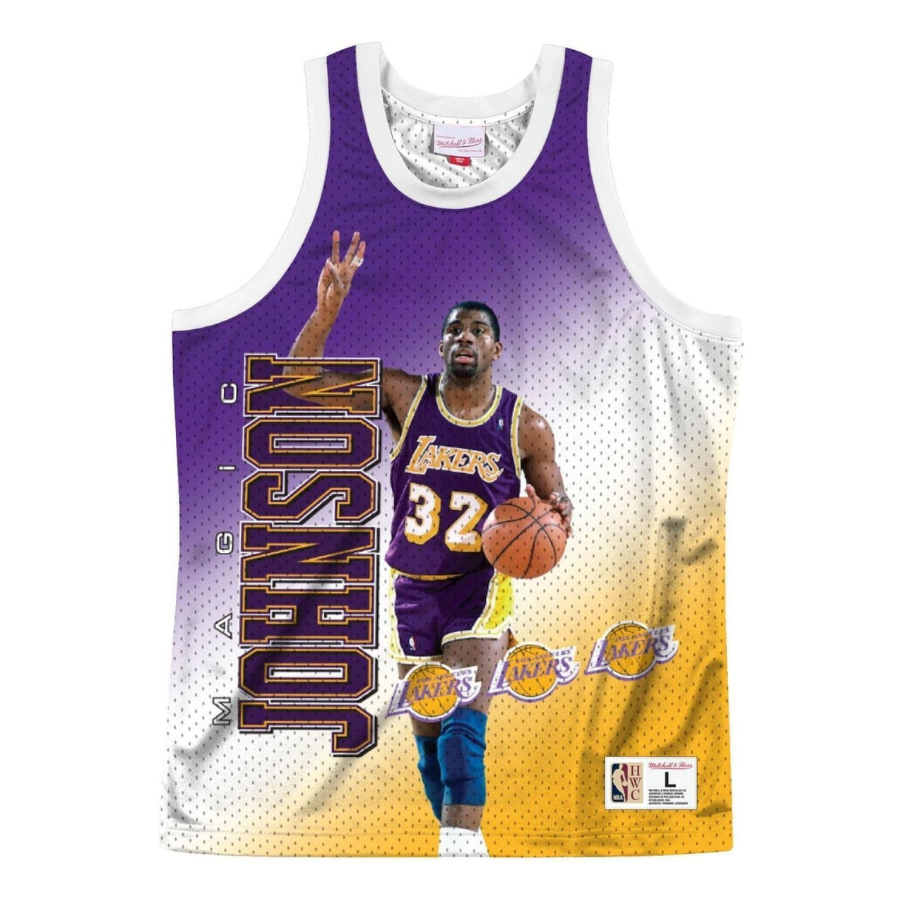 Mitchell & Ness NBA Magic Johnson Los Angeles Lakers Behind The Back Jersey #32 MSTKMI19002-LALWHITEJH
