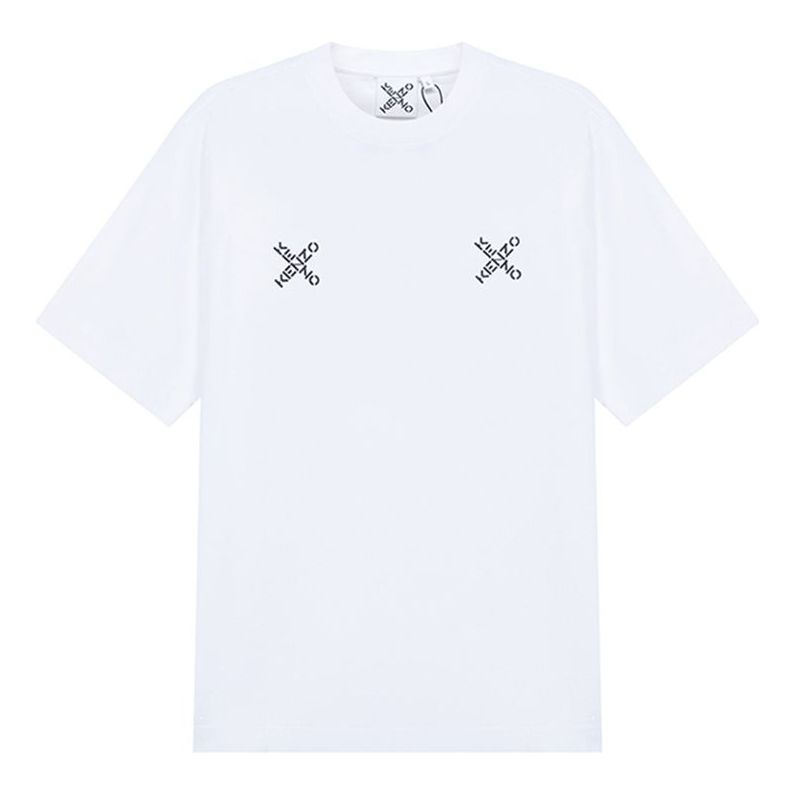 Men's KENZO SS21 Alphabet Round Neck Short Sleeve White FA65TS0504SK-01