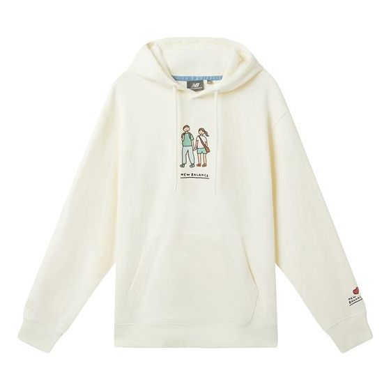 New Balance x Zero Per Zero Printing Casual Sports Round Neck Hoodie 'White' NCA47013-IV