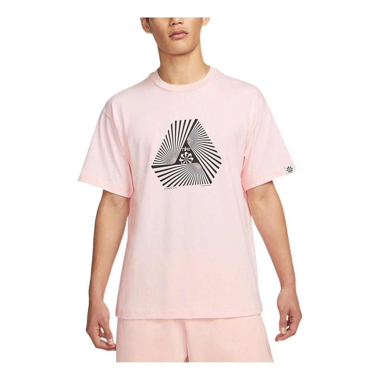 Men's Nike Geometry Pattern Printing Round Neck Pullover Short Sleeve Pink T-Shirt DV0679-610