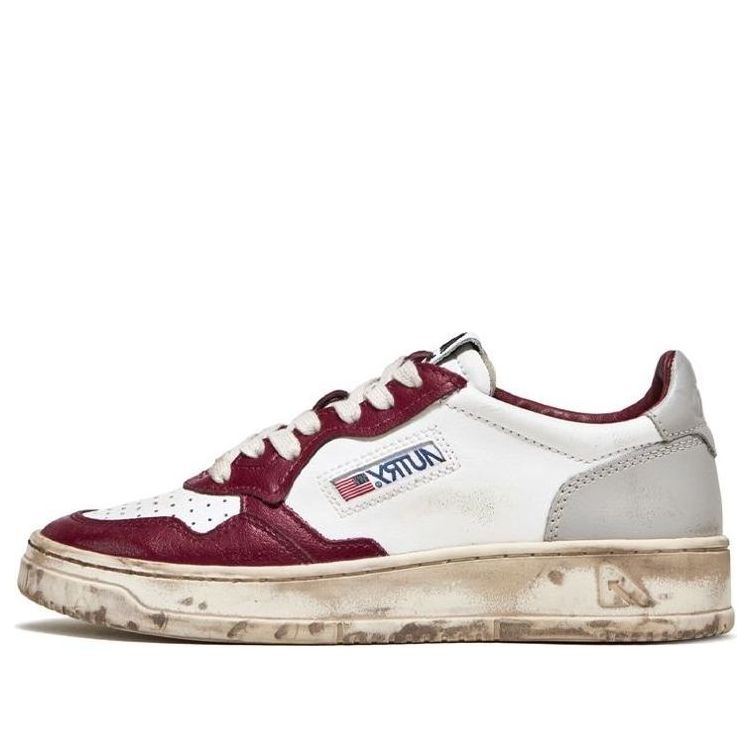 (WMNS) Autry Medalist Low Super Vintage Sneakers 'White Grey Burgundy' AVLW-SV13