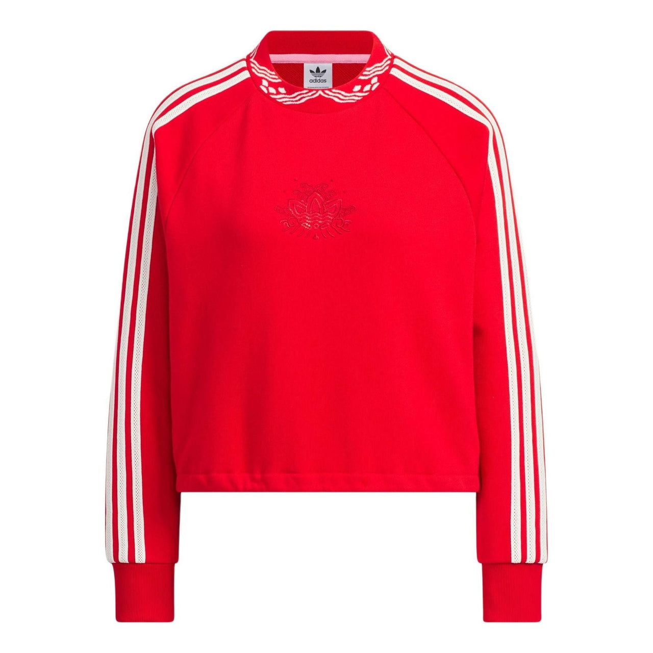 (WMNS) adidas Originals Jacquard Rib Crewneck Sweatshirt Asia Sizing 'Red' IX4228