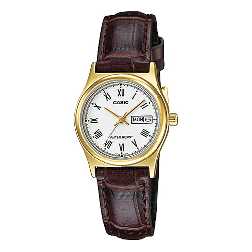 CASIO Waterproof Quartz 25mm /White Brown Analog LTP-V006GL-7BUDF