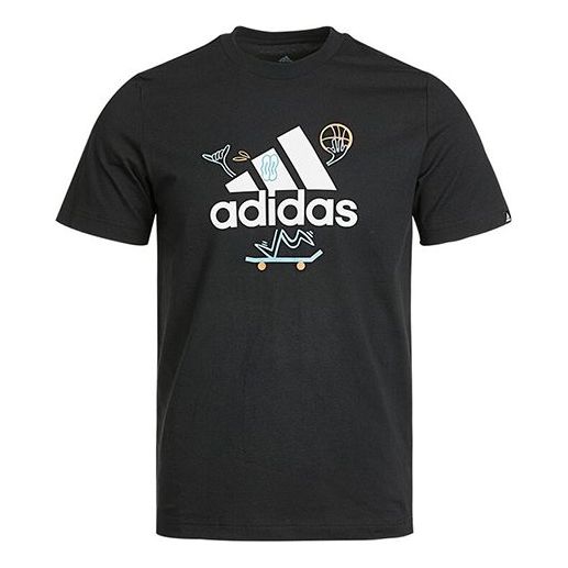 adidas Causual Sports Round Collar Printing Male Black GL3709