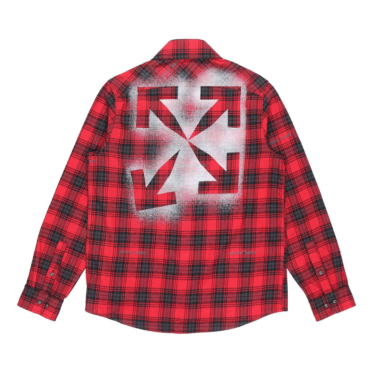 Off-White Arrow Printing Plaid Long Sleeves Shirt Red OMGA133E20FAB0012510