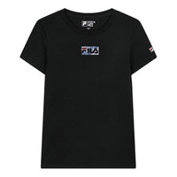 (WMNS) FILA Alphabet Logo Printing Cotton Short Sleeve Black F11W018135F-BK