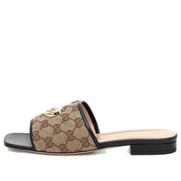 (WMNS) Gucci Double g Canvas Slippers Ebony 619893-KQWM0-9765