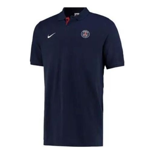 Men's Nike Solid Color Logo Printing Short Sleeve Navy Blue Polo Shirt DM2984-410