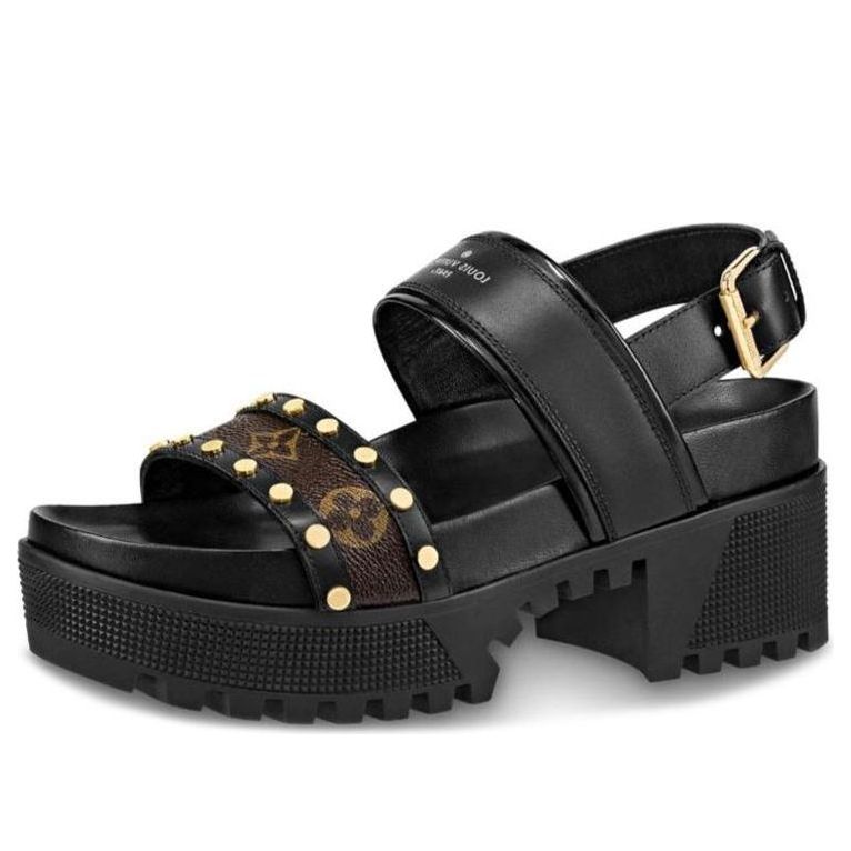(WMNS) LOUIS VUITTON LAUREATE platform sandals 'Black Monogram' 1A4W22