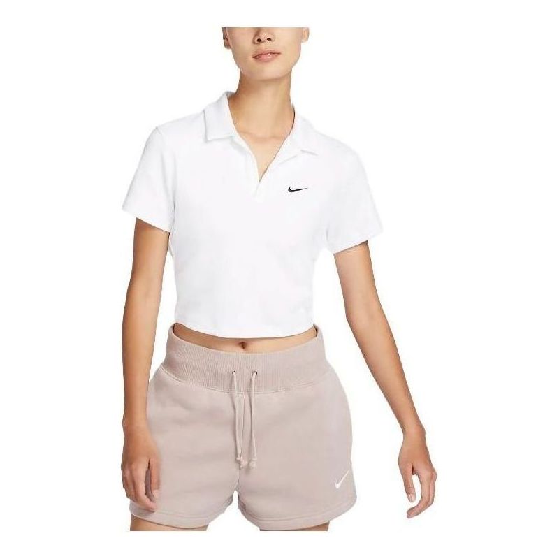 (WMNS) Nike Sportswear Essential Short-Sleeve Polo T-Shirt 'White' DV7885-100