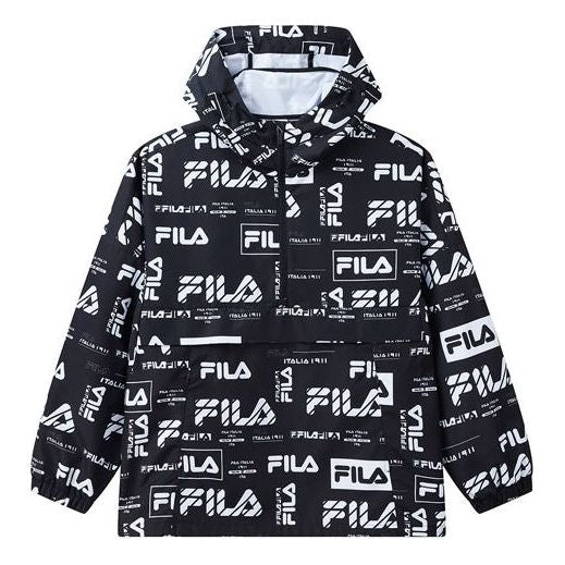 FILA Logo Full Print hooded Loose Jacket Black F11M934708F-PT
