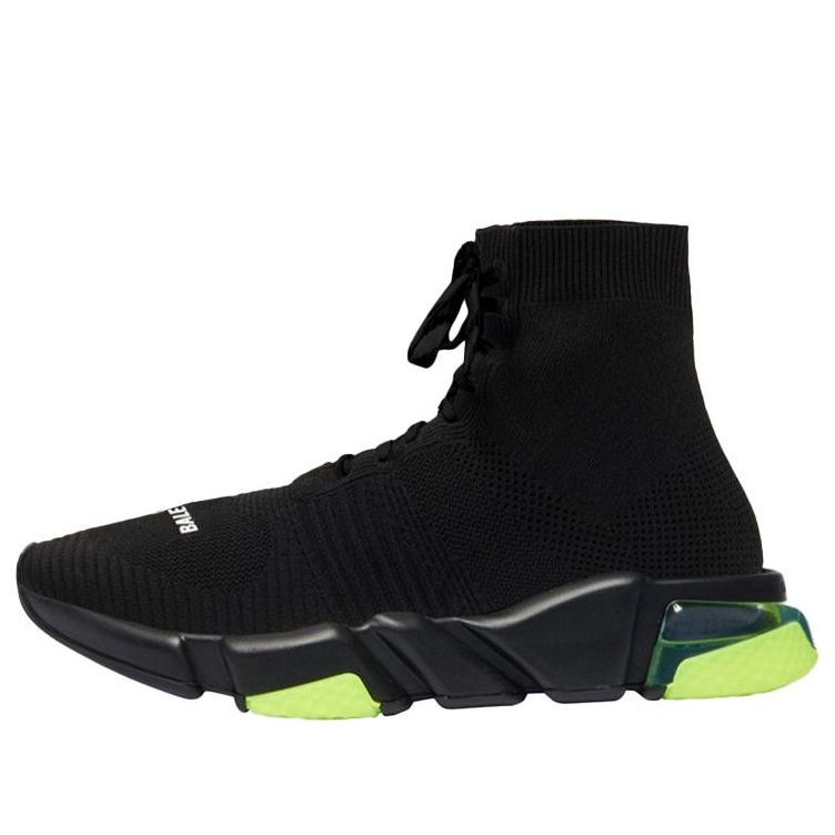 Balenciaga Speed Clear Sole Bandage Sneakers Black/Yellow 617255W05GJ1048