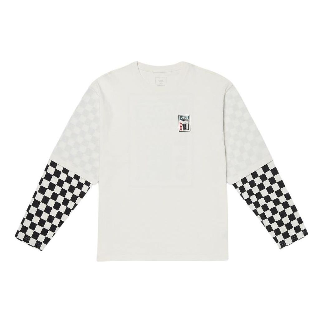 Vans Spaced Out Logo Checker Pearl Long Sleeve T-Shirt 'White Black' VN000GNWFS8
