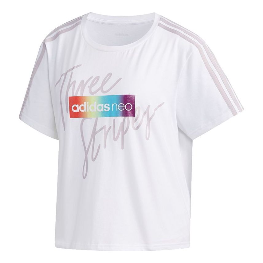 (WMNS) adidas neo Cs Skt Tee Alphabet Printing Casual Sports Loose Short Sleeve White FK9959