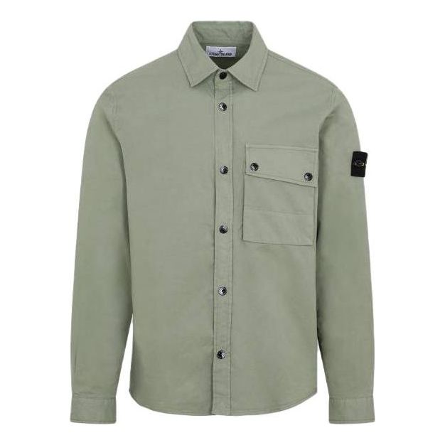 STONE ISLAND Wappen Patch Long Sleeve Shirt 'Green' 781511610-V0055