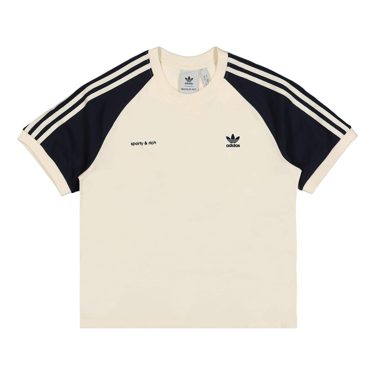 (WMNS) adidas x Sporty & Rich T-shirt 'Cream White Navy' IN5251