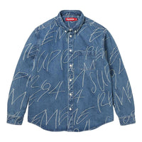 Supreme FW23 Week 8 Handwriting Jacquard Denim Shirt 'Blue' SUP-FW23-152