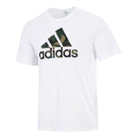 adidas Camo T Camouflage Logo Printing Sport Short Sleeve Men's White GV5237