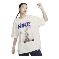 (WMNS) Nike Sportswear Graphic Oversized T-shirt Asia Sizing 'Sail' HF6292-133
