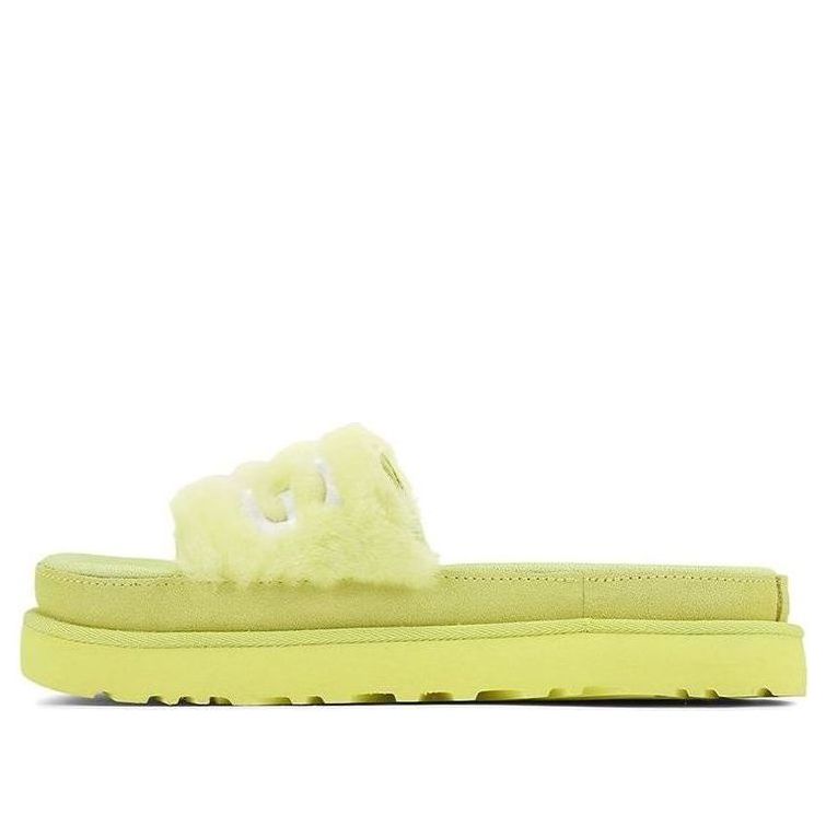 (WMNS) UGG Laton Fur Slide Yellow Slippers 1111236-MRT