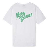 New Balance Back Alphabet Printing Short Sleeve Couple Style White AMT01549-WT