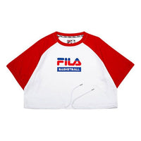 (WMNS) FILA FUSION FILA LOGO Short Sleeve Red White Splicing T11W022118F-RD