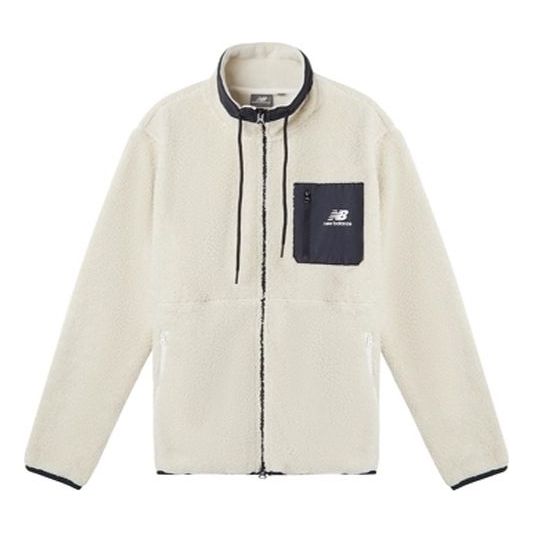 New Balance Men's New Balance Stand Collar Splicing Lamb's Wool Jacket White MDA3N511-CRE