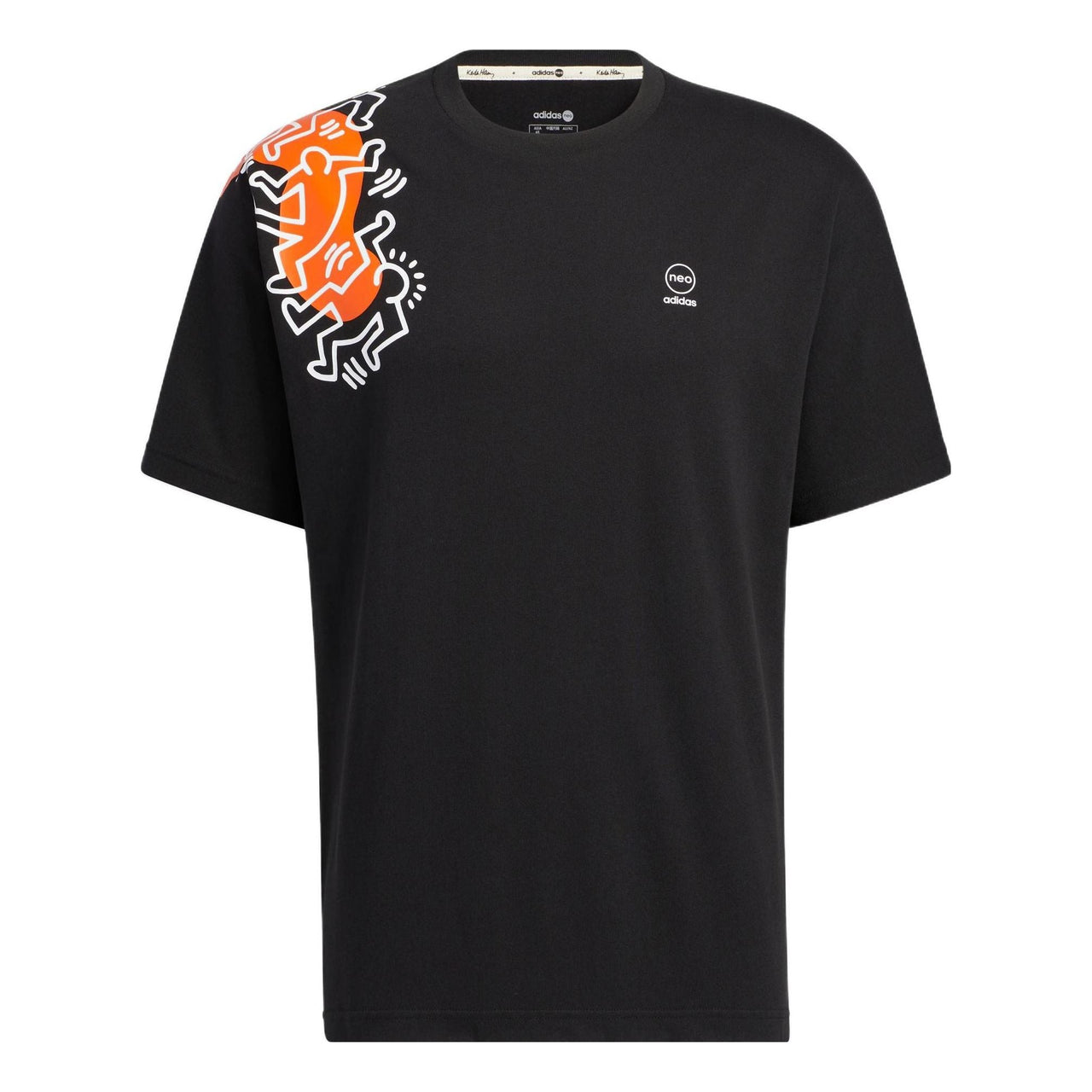adidas x Keith Haring Crossover Cartoon Pattern Printing Round Neck Short Sleeve Black HD7268